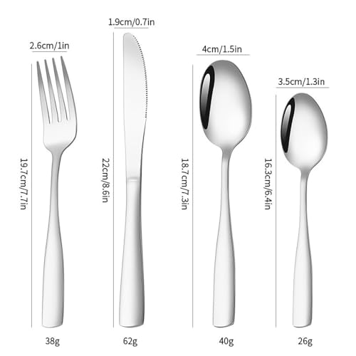 Naidev Silverware Set for 4, 16-Piece 18/10 Stainless Steel Flatware Set,Forged Cutlery Set Matte Finish for Home,Restaurant and Parties, Dishwasher Safe.