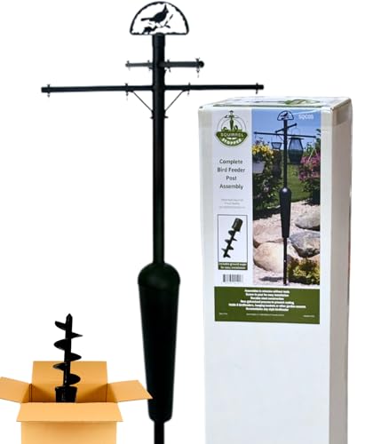 Squirrel Stopper Deluxe Bird Feeder Pole, Heavy-Duty Steel Pole, Patented Baffle, 100% Squirrel-Proof, Weather-Proof, Easy to Install, Holds 8 Bird Feeders, Plants, Wind Chimes, Bronze