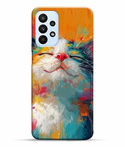 Image of Printed Hard Back Case Cover & Compatible for Samsung Galaxy A23 LTE | A23 5G | Samsung A23 5G | Cat Painting Art (Multicolor) - D1191
