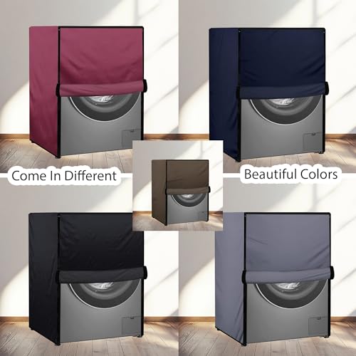 Image of Waterproof & Dustproof Top Front Load Washing Machine Cover for 6 kg 6.5 kg 7kg & 7.5 kg Compatible for IFB LG Samsung Whirlpool Bosch Haier | Siemensfor with Pipe Holes (Coffee)