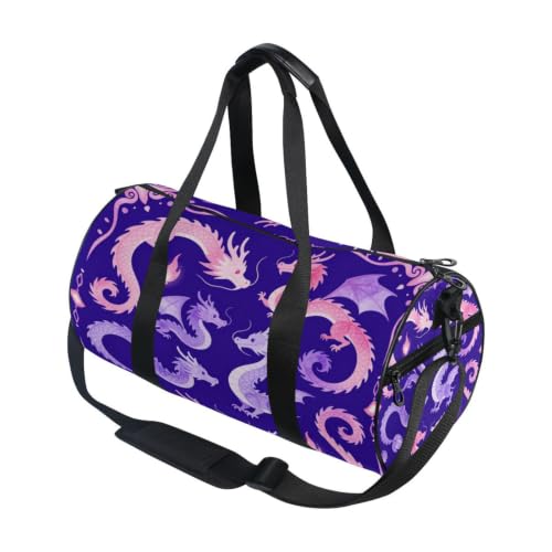 Bolsa de lona redonda Dragon Fire, equipaje ligero de gimnasio y deporte