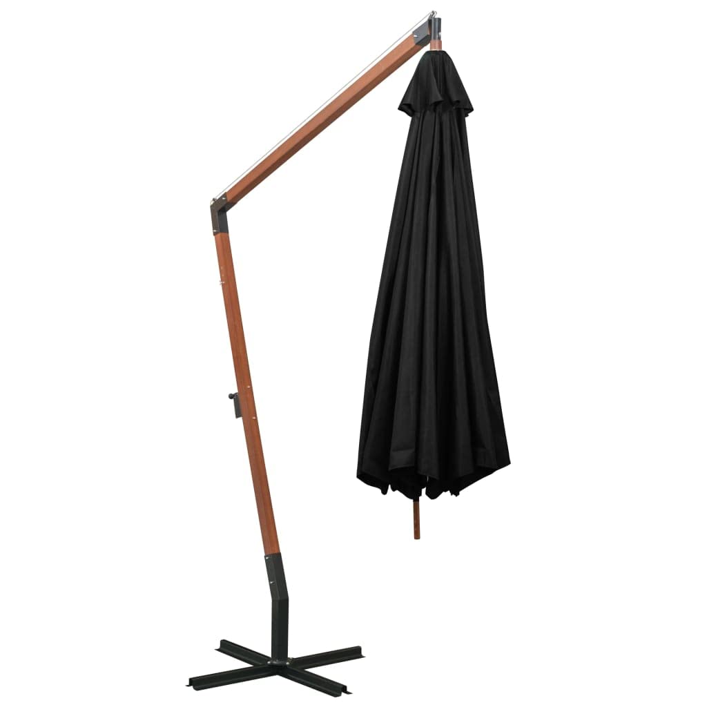 Parasol przeciwsłoneczny z terakoty, 3,5 x 2,9 m, wykonany z litego drewna jodłowego, z ochroną przed promieniowaniem UV, korbą, przegubem zginanym, stabilnym stojakiem na parasole do ogrodu