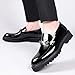 Men's Comfort Platform Chunky Slip-On Loafers, Fashion Metal Chain Shiny Patent Leather Business Casual Dress Shoes, Non-Slip Toe Lug Sole Driving Loafers (Black,13)