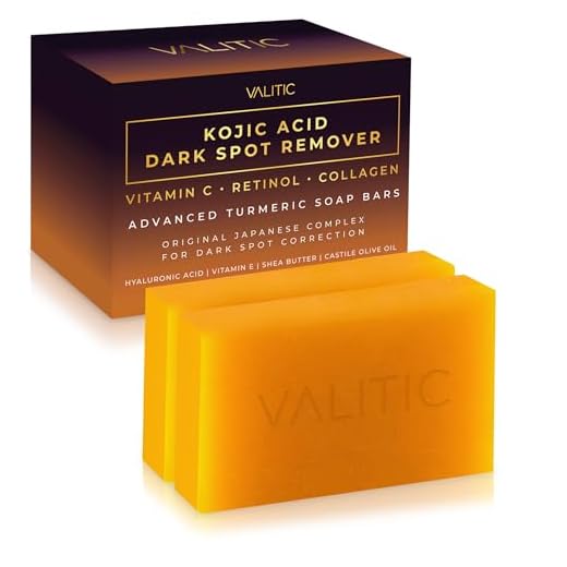 VALITIC Kojic Acid Dark Spot Remover Soap Bars with Vitamin C, Retinol, Collagen, Turmeric - Original Japanese Complex Infused with Hyaluronic Acid, Vitamin E, Shea Butter, Castile Olive Oil (2 Pack)