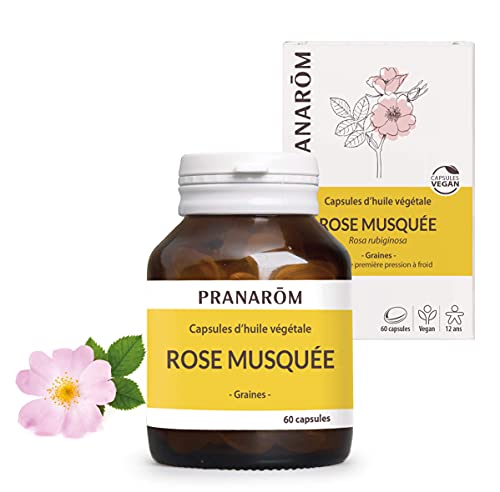 Pranarôm | Huile Végétale Rose Musquée | Vierge de première pression à froid | Graines | Acides Gras Essentiels | 60 Capsules