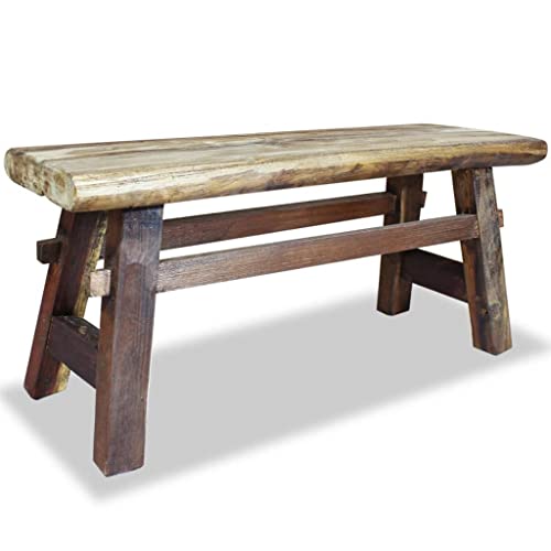 vidaXL Banc, Bois de Récupération Mélangé et Teck Massif 100x28x43 cm