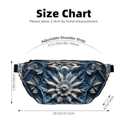 Sac banane de course à pied bleu art folk avec sangle réglable