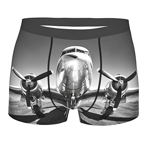 Airplane Pattern Boxer Briefs Men's Underwear Breathable Comfort Shorts Trunks Covered Waistband Underpants for Men