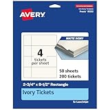 Avery Printable Rectangle Tickets, 2-3/4