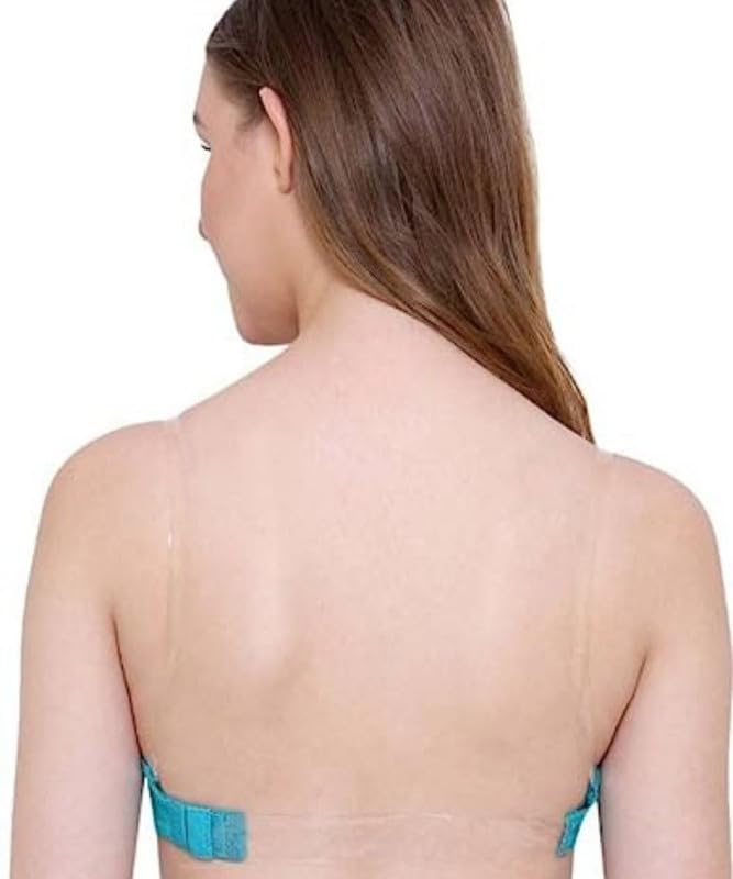 Image of Brachy Women Cotton Nylon Spandex Padded Underwire Strapless Backless Invisible Clear Transparent Back Push up Bra with (Free Extra Transparent Strap)