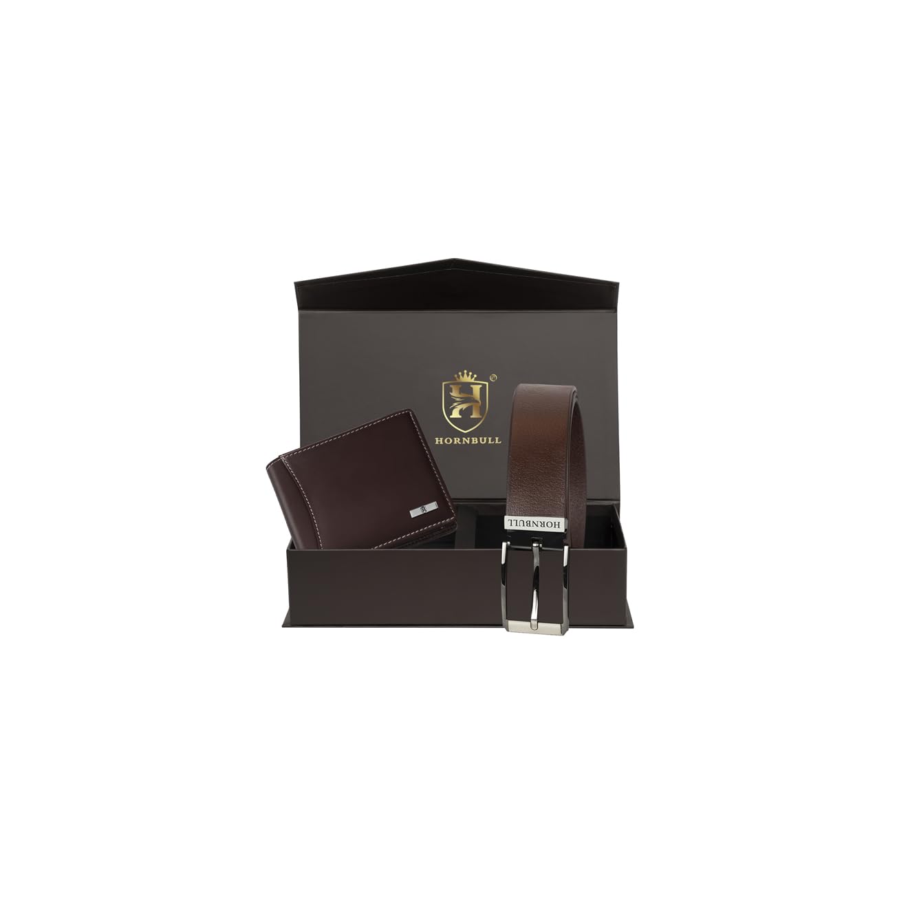 HORNBULL Mens Leather Combo Brown Wallet and Belt | Gift Combo for Mens | Wallets Men BW9295
