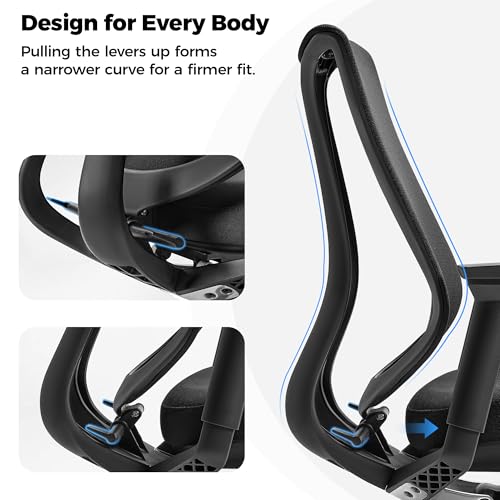 Image of EUREKA ERGONOMIC Lira Office Chair with Headrest, Ergonomic Desk Chair with 3D Armrests, Adjustable Seat Depth, Mesh Computer Chair with Lumbar Support for Home Office(Black)