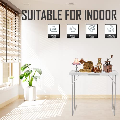 Image of SA Products Utility Folding Table - Portable Foldable Table for Camping, Party & Picnic - Lightweight Small Folding Table - Sturdy Outdoor Patio Furniture with Aluminium Frame (2.3ft White)