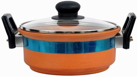 Vaghbahtt Clay Kadai/Earthen Kadai/Clay Pots for Cooking(1lit, Used on lpg, for Healthy Cooking) (Brown)