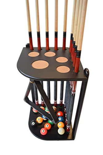 HAN'S DELTA Queue-Ständer für 10 Billardqueues - Deluxe-Boden-Eck-Ständer - für 10 Queues und Pool-Bälle (mehrere Farben erhältlich) (schwarz) Cover