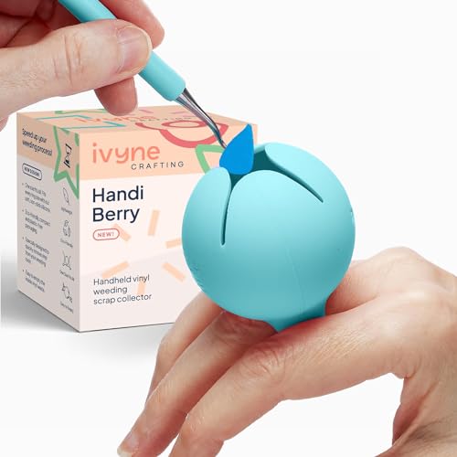 iVyne Handi Berry – Collecteur de déchets en vinyle, anneau portable pour transfert de chaleur en vinyle, artisanat HTV et support de feuilles de papier adhésif (bleu)