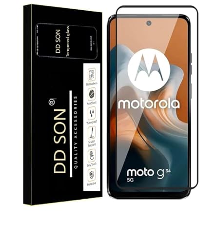 Image of DD SON Tempered Glass Screen Protector Compatible For Moto G34 5G Smartphone(11D) With Edge To Edge Coverage And Easy Installation Kit,Black