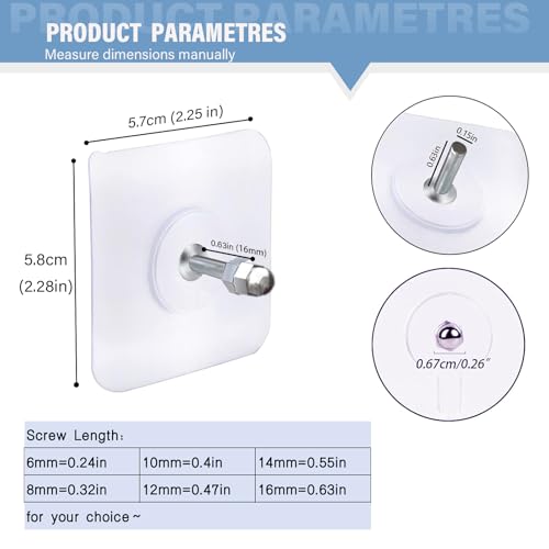Image of Adhesive Hooks for Wall (13lb Max), Screw Free Wall Hangers without Nails for Photos Frames, Shelf Utility Waterproof and Oil Resistant Hooks for Decorations and Bathroom Kitchen Racks -10 Pack (14mm)