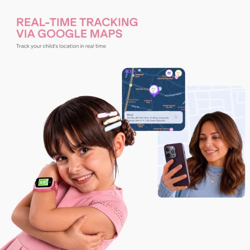 Image of boAt Sailor Nav Kids Smartwatch with 2-Way Video & Voice Calling, Real Time Location Monitoring via Google Maps, Geofencing, 4G SIM Compatible, Parental Control, SOS, Smartwatch for girls (Fairy Pink)