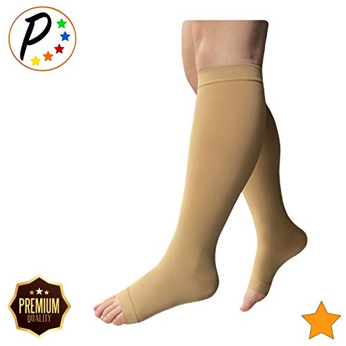 Image of Presadee Premium Sheer 15-20 mmHg Moderate Compression Leg Calf Open Toe Socks