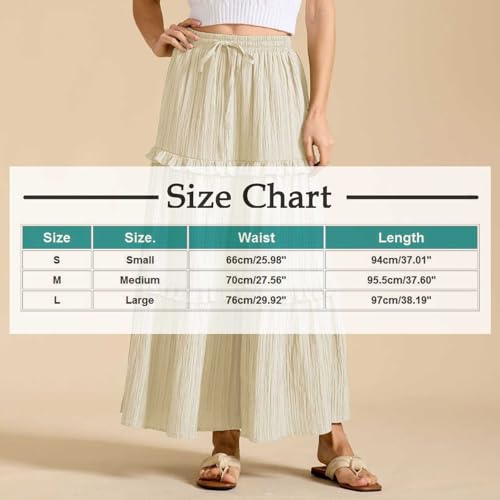 Lmdudan 2025 Women's Boho Tiered Maxi Skirt Elastic High Wasited Flowy Ruffle Skirts Beach Vacation Summer Long Skirt2