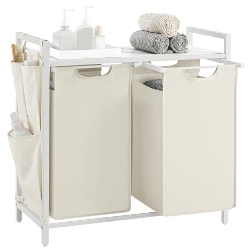 Image of VASAGLE Laundry Hamper with Shelf, 2 Pull-Out Bags, 2 x 12.1 Gallons (46 L)