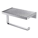 NSODOO Porte-Rouleau de Papier Toilette avec étagère Distributeur de mouchoirs Rangement Étagères pour téléphones Portables Accessoires de Salle de Bain muraux antidérapant Chrome givré
