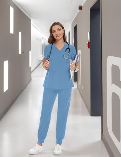 Image of PACBREEZE Women's Maternity Scrubs with 6 Pockets, Workwear Maternity Jogger Scrubs Pregnancy Pants, S-XXL
