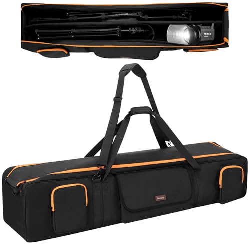Tripod Bag 50.5 Padded Tripod Carrying Case Mic Stand & Light Stand Bag with Removable Padding Equipment Case for Tripods Monopods & Speaker Stands 3 Pockets for Accessories Photo Studio/DJ Gear