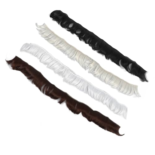 Alomejor Juego de 4 Piezas de Flequillo de Muñeca, Postizos de Seda Suave de Alta Temperatura para Peinado de Muñeca de Algodón, Apariencia de Peinado de Personalizada, Color Negro Natural, Marrón