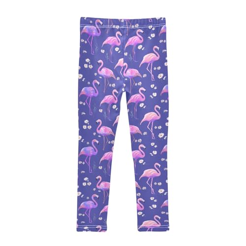 Flamingo Daisy Pattern Girls Leggings Kids Yoga Pants Athletic Tights Pants 4-10 Years2