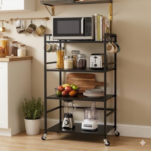 Livzing 4 Tier Metal Dish Rack Height Adjustable Microwave Stand ...