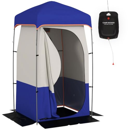 Outsunny Portable Shower Tent Privacy Shelter with Solar Shower Bag Blue