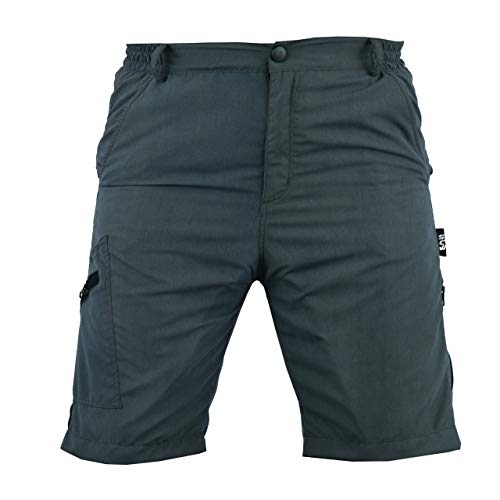 SelectCyclingWear Pro Comfort MTB - Pantalones Cortos Holgados para Bicicleta de montaña con Forro Acolchado de Licra Coolmax, Hombre, Color Gris/Negro, tamaño S (71,1-76,2 cm)