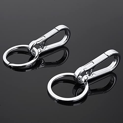 Molain Metall-Schlüsselanhänger, Karabiner, Clip, Schlüsselanhänger, Kettenclips, Hakenhalter, Organizer für Unisex, 4 Packungen, Silber, M