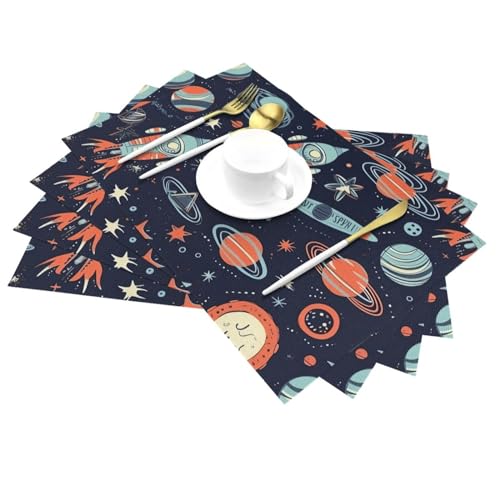 Sets de table en PVC lavables motif espace rétro 30,5 cm lot de 4 - 3