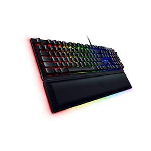 Razer Huntsman Elite Gaming Keyboard: Fast Keyboard Switches – Clicky Optical Switches – Chroma RGB Lighting – Magnetic Plush Wrist Rest – Dedicated Media Keys & Dial – Classic Black