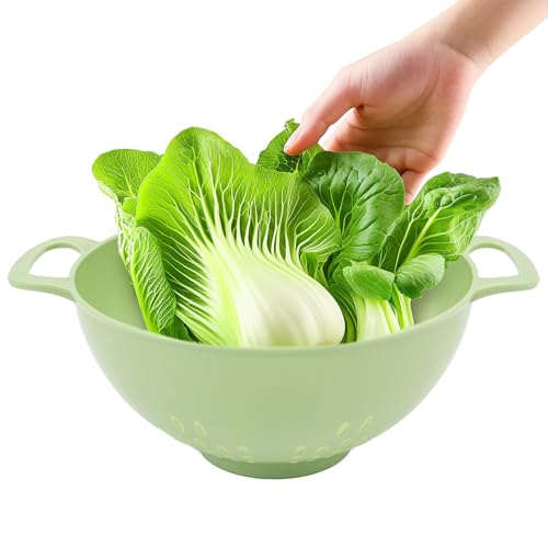 Miniatura 2 de Fackelmann Escurridor Grande 26x20x10 Cm, Material Rpet Certificado Efsa, Color Verde Pastel, Ideal Para Lavar Verduras, Colar Pasta Y Frutas, Diseño Sostenible Con Asas Ergonómicas Y Base Estable