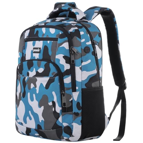 Image of Paude 17 inch Backpack for Men,College Backpack School Bookbag for Teens,Travel Laptop Bookbag with USB Port and Headphone Hole,Camouflage Blue
