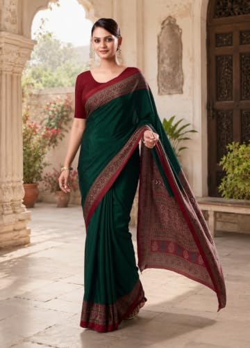 Image of Jaanvi fashion Women's Crepe Silk Saree with Unstitched Blouse Piece | Soft Lightweight Traditional Ethnic Wear Saree for Party, Wedding, Festival