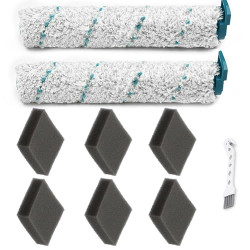 FUANA Zubehör-Set für Leifheit Regulus for Aqua für PowerVac Nasssauger, inklusive 2 Bürstenrollen, 6 Schwammfilter, Reinigungsbürste, Modell 11918 Saugroboter