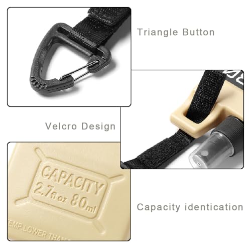 Camp Mini Spray Bottles with Hanging Buckle - 4 Pcs Refillable Dispenser Bottle with Molle Clip Strap4