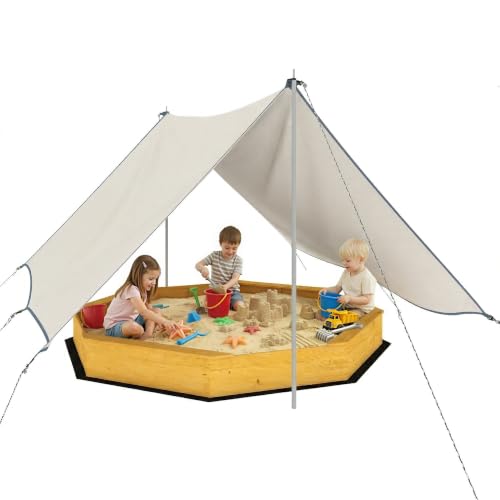 Qaba Gran arenero Octogonal 84" x 84" x 9" con toldo de 3-8 años Amarillo