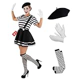 Fun Shack Disfraz Mimo Mujer, Vestido Mimo, Disfraces de Circo Adulto, Disfraz de Carnaval y Halloween Mujer, M
