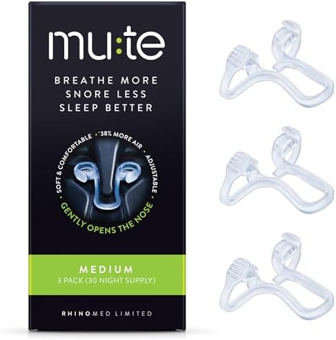 Mute Nasal Dilator Snoring Solution | Medium 3 Pack | Snore Less & Sleep Better | Nasal Strip Alternative | Comfortable Breathing Aids for Better Sleep & Improved Airflow