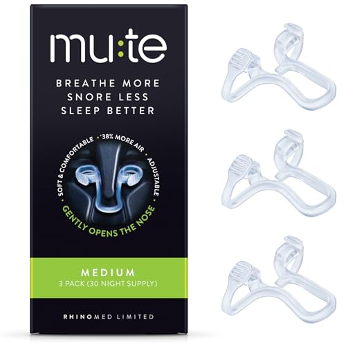 Mute Nasal Dilator Snoring Solution | Medium 3 Pack | Snore Less & Sleep Better | Nasal Strip Alternative | Comfortable Breathing Aids for Better Sleep & Improved Airflow