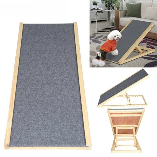 Yonghao Rampa para perros de 60 cm de alto, escalera para perros, coche plegable para gatos grandes y pequeños, mascotas, ayuda para entrar en la cama, sofá, rampa para animales, antideslizante,