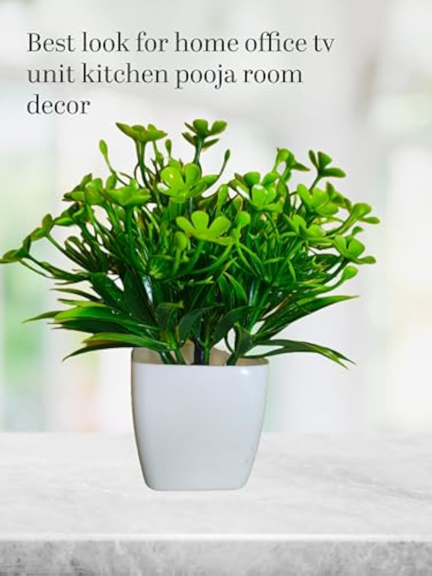 Set of 6 Artificial Plants in White Ceramic Pots