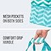 Lucazzi Extra Large Utility Tote Bag - Oversized Collapsible Reusable Wire Frame Rectangular Canvas Basket With Two Exterior Pockets For Beach, Pool, Laundry, Car Trunk, Storage - Chevron Teal