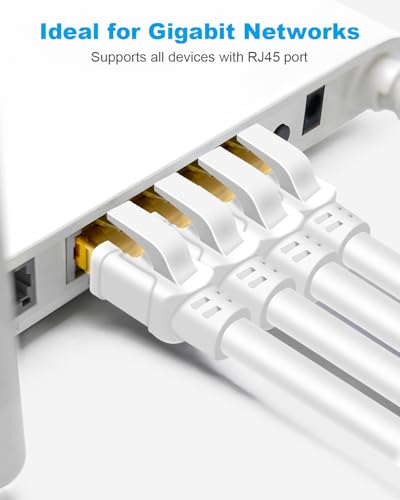 DDALL CAT8 Ethernet Cable 2m, High Speed Network LAN Cables 40Gbps 2000Mhz with Gold Plated RJ45 Connector for Router, Modem, PC, Laptop, Gaming (White, 2 m)